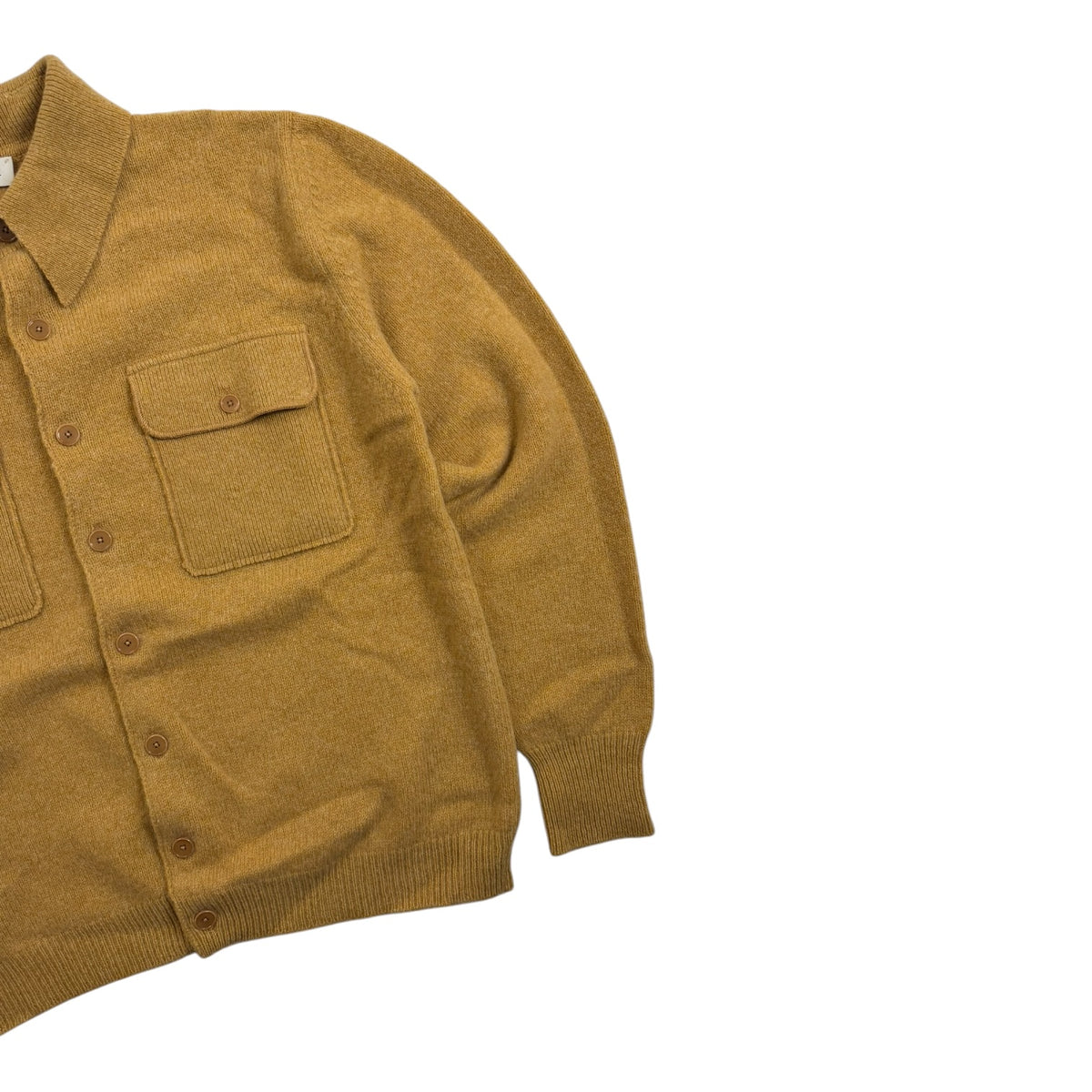 Lemaire Knitted Military Button-Up Long Sleeve Shirt Yellow