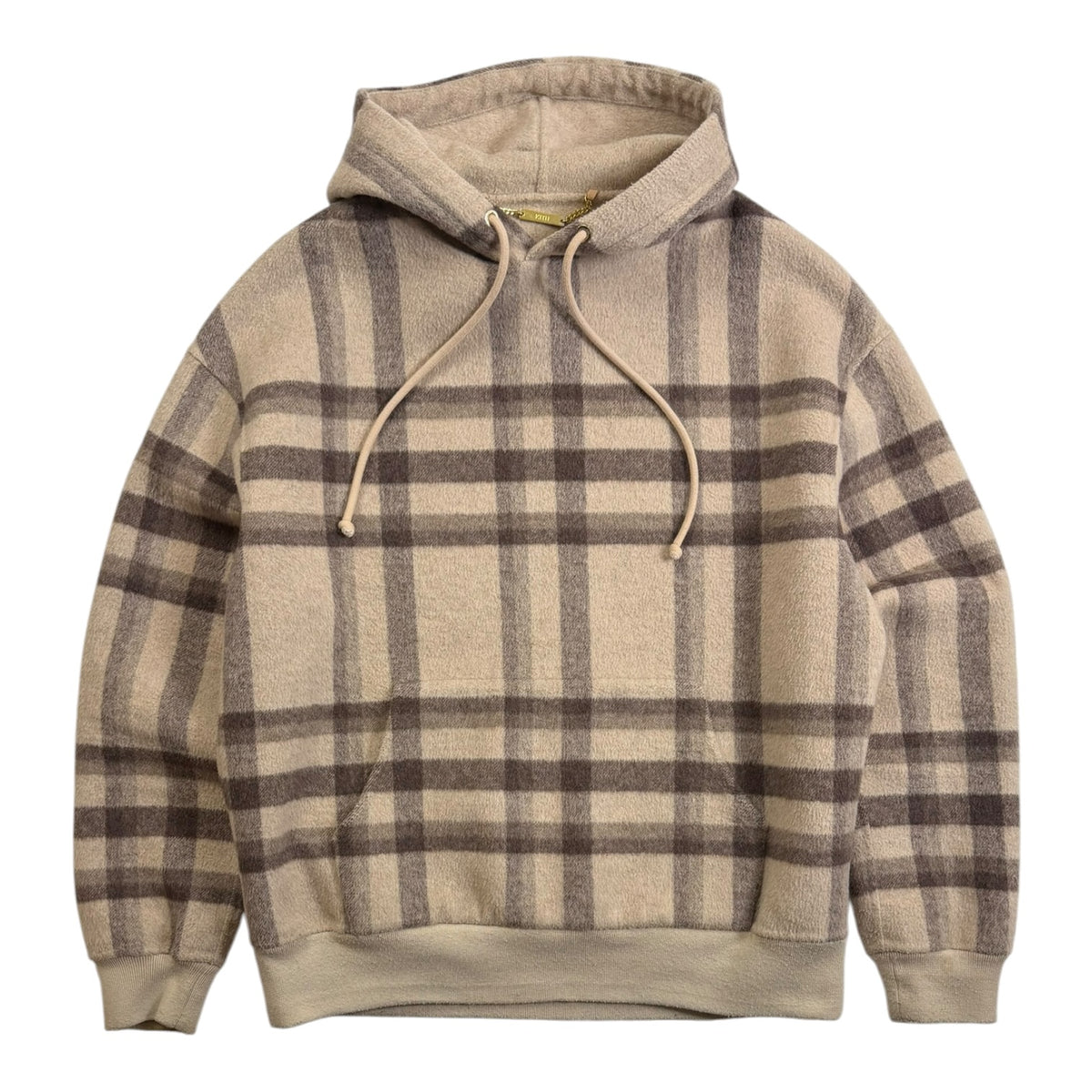 Kith Wool Check Williams II Reversible Hoodie Beige