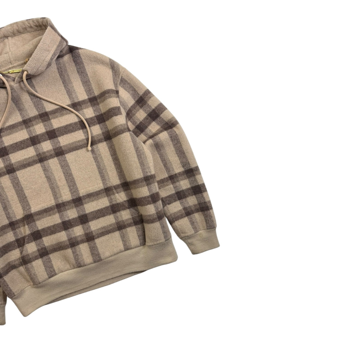 Kith Wool Check Williams II Reversible Hoodie Beige