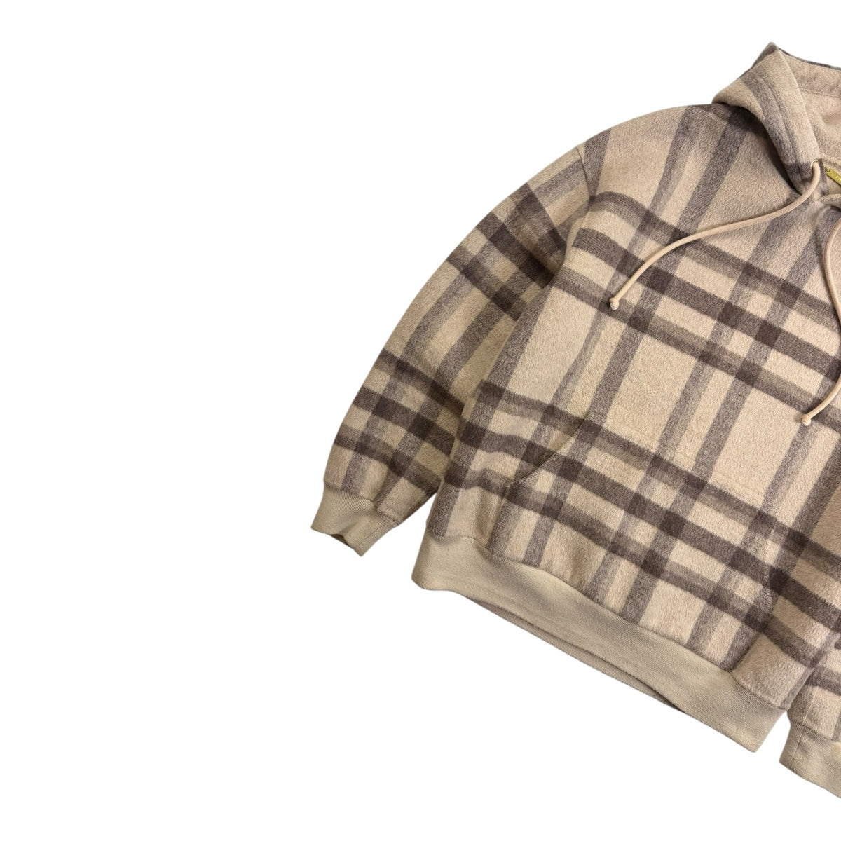 Kith Wool Check Williams II Reversible Hoodie Beige