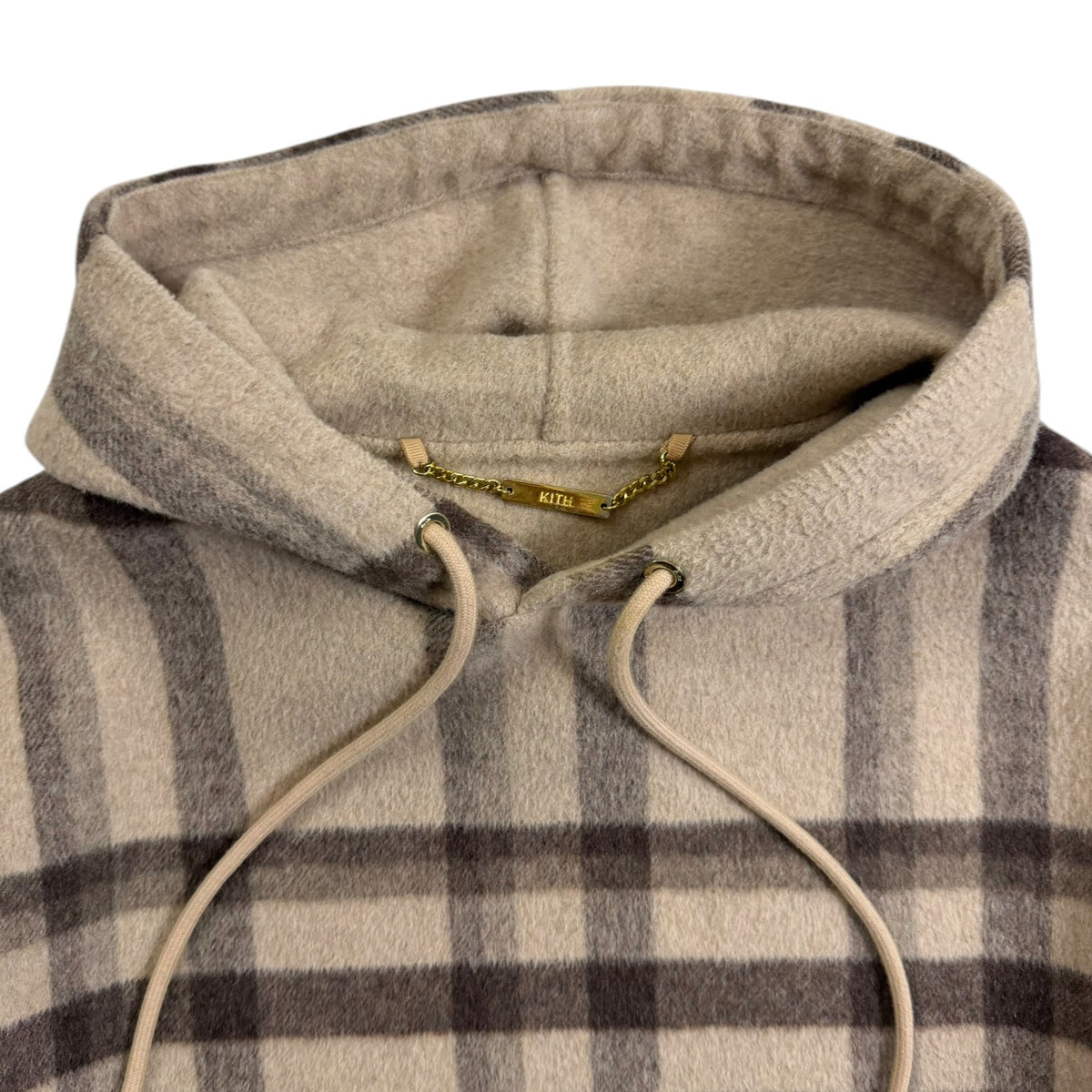 Kith Wool Check Williams II Reversible Hoodie Beige
