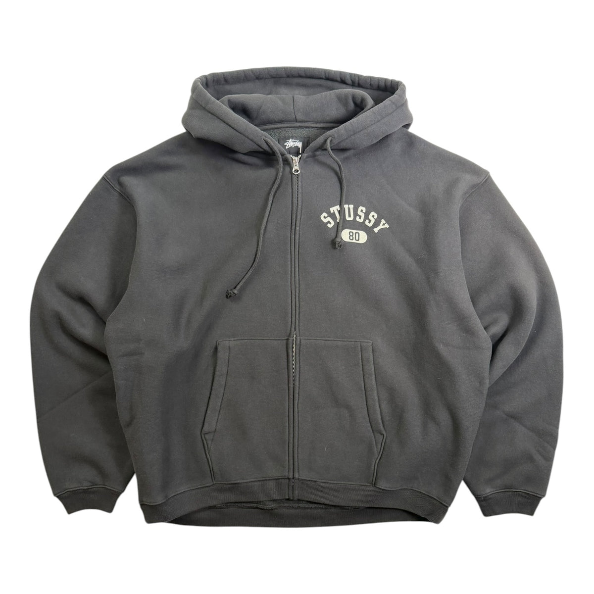 Stussy Varsity Zip Hoodie Washed Black