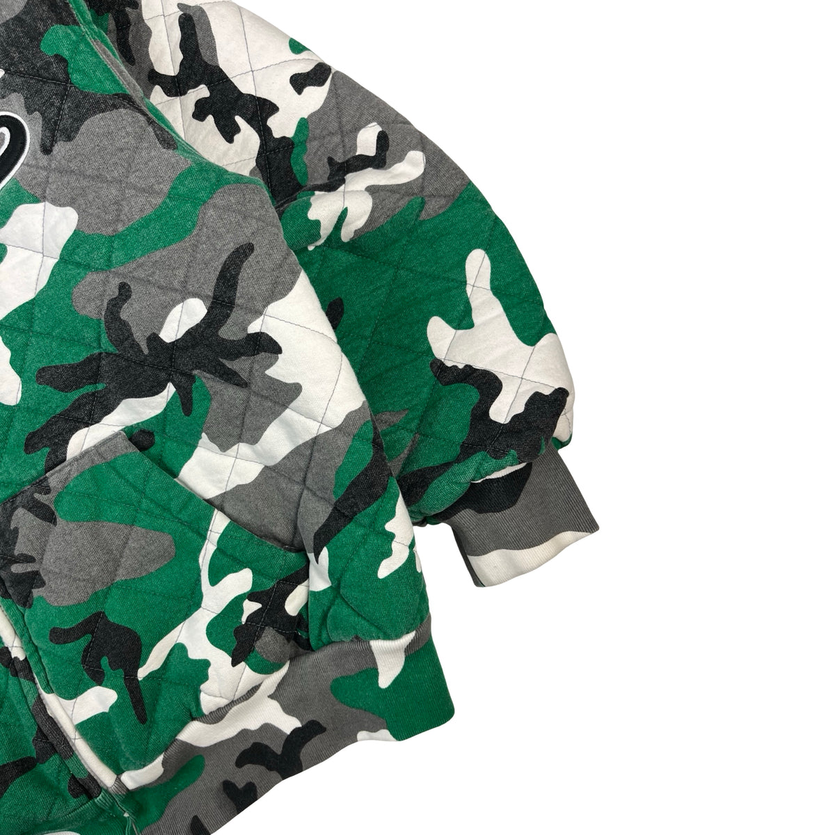 Supreme Quilted Zip Up Hooded Sweatshirt Green Camo