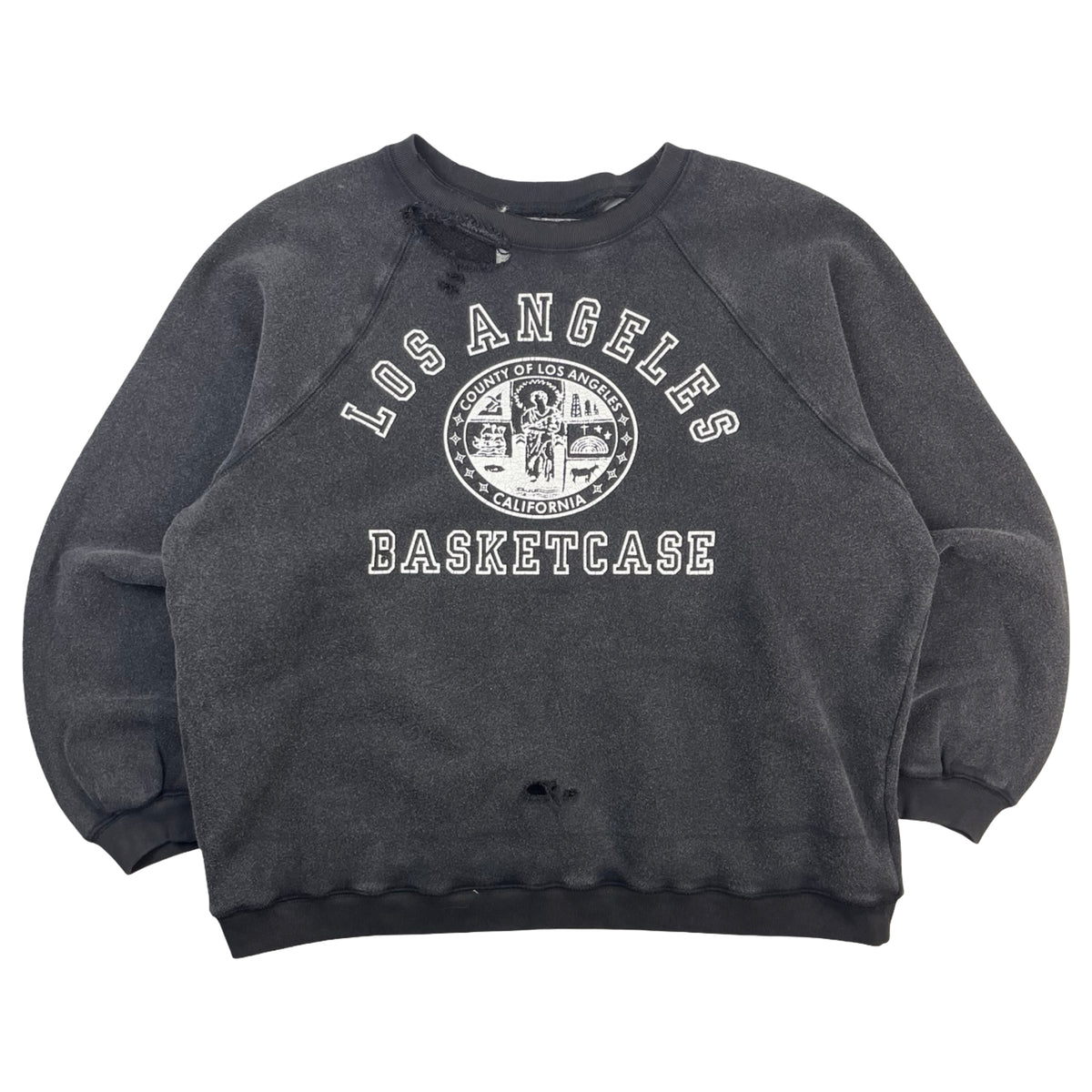Basketcase Gallery Los Angeles Trashed Crewneck Charcoal