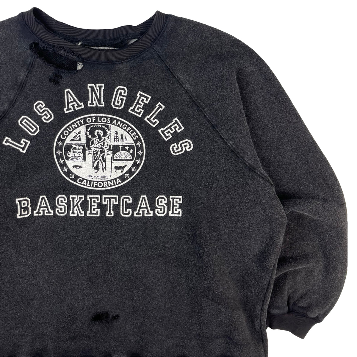 Basketcase Gallery Los Angeles Trashed Crewneck Charcoal
