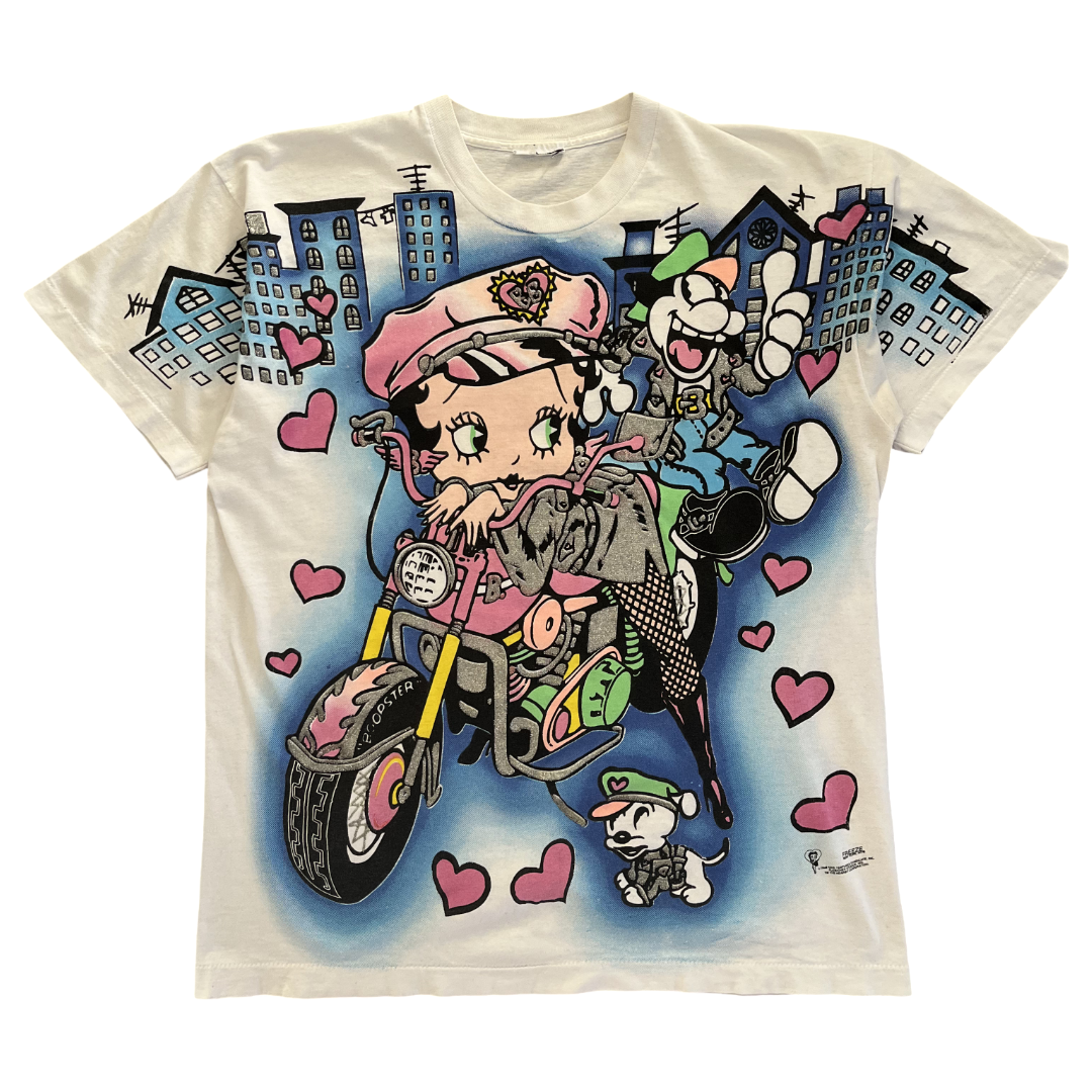 1994 Vtg Betty Boop “Betty’s Angels” Biker AOP Shirt