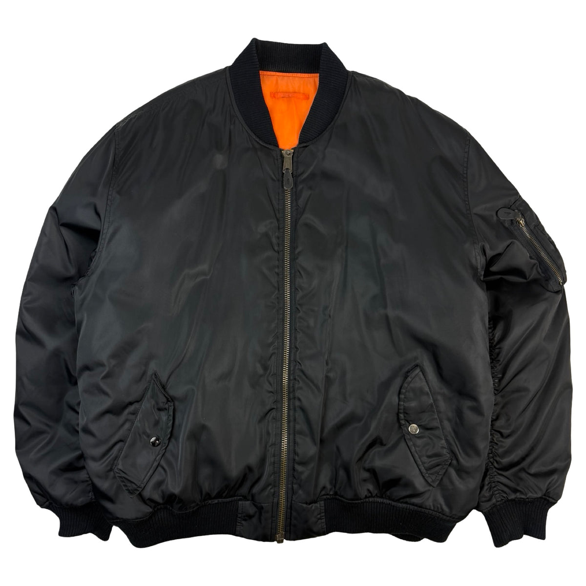 Vintage Bomber Flight Jacket Satin Black