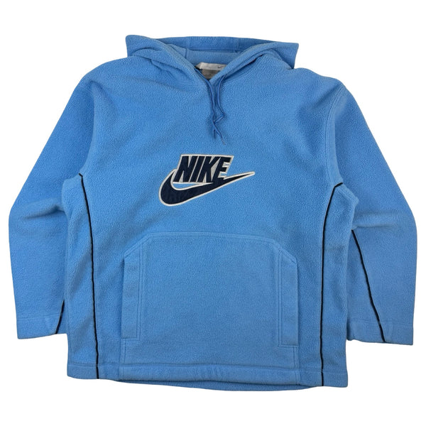 Vintage Nike Fleece Hooded Sweatshirt Light Blue