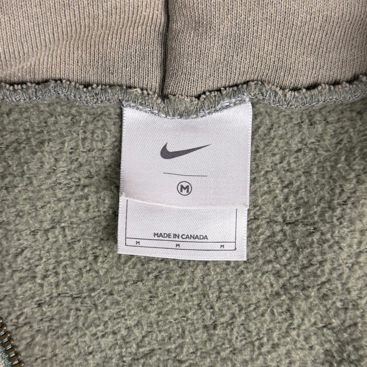 Vintage Nike Pocket Swoosh Zip-Up Hoodie Washed Olive