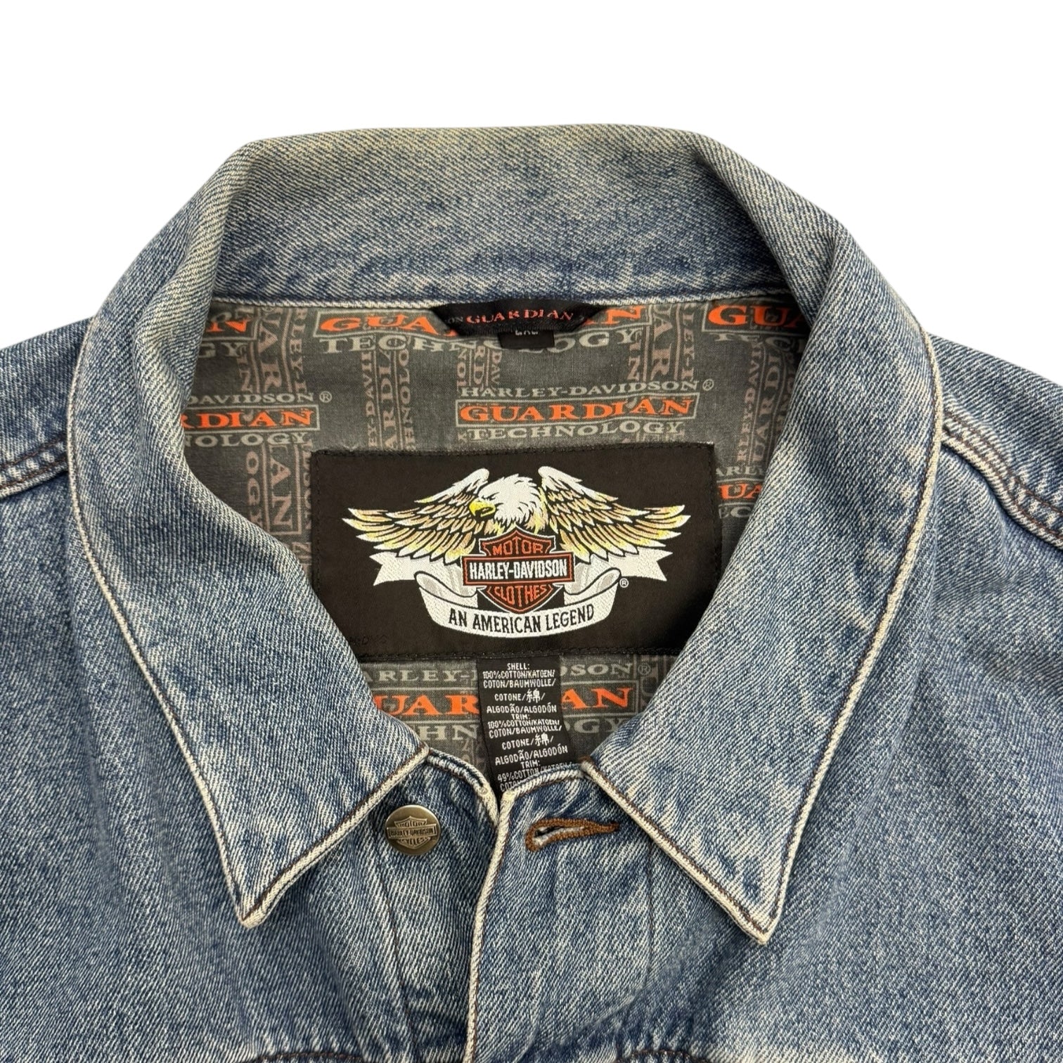 Vintage Harley Davidson Heavy Denim Embroidered Jacket Blue