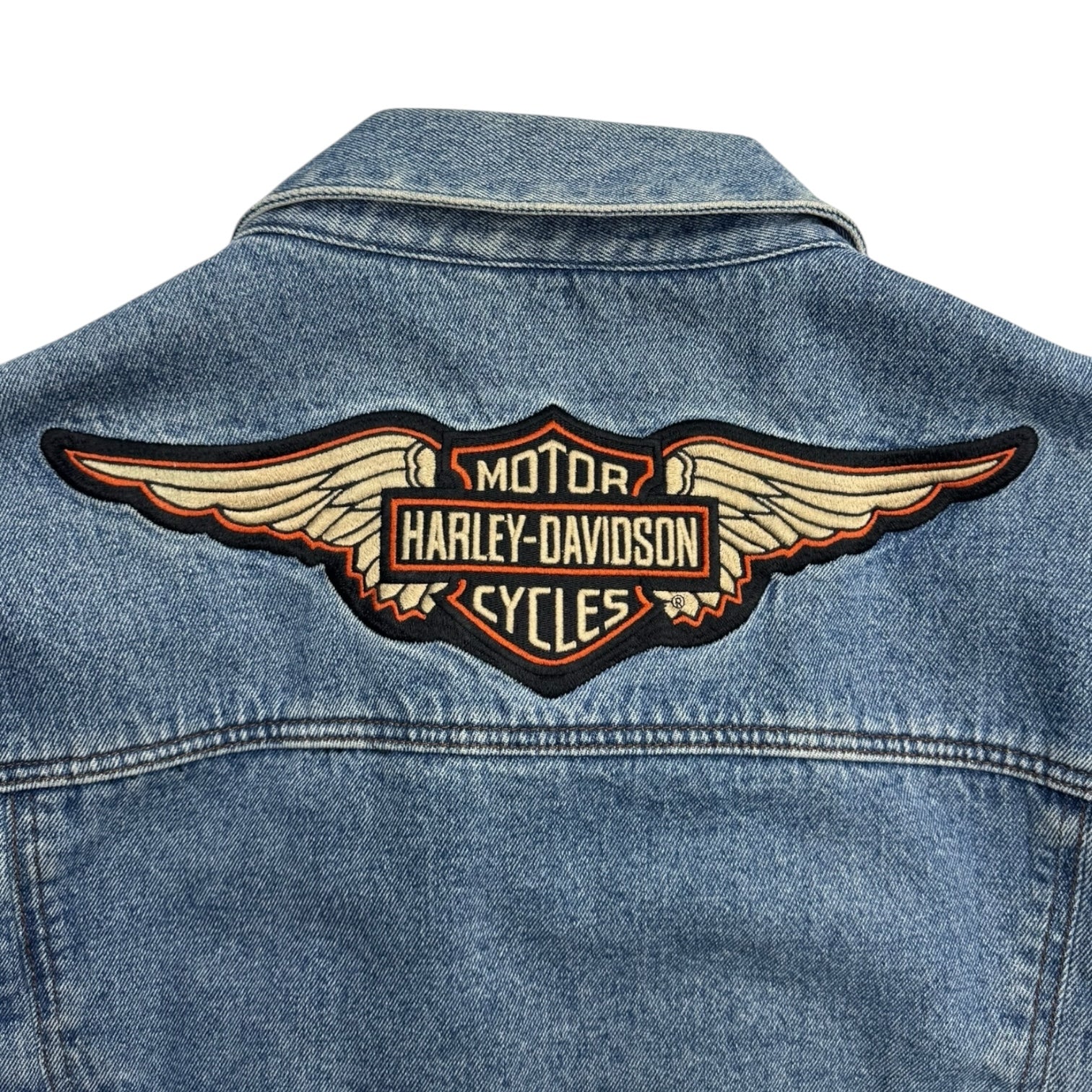 Vintage Harley Davidson Heavy Denim Embroidered Jacket Blue