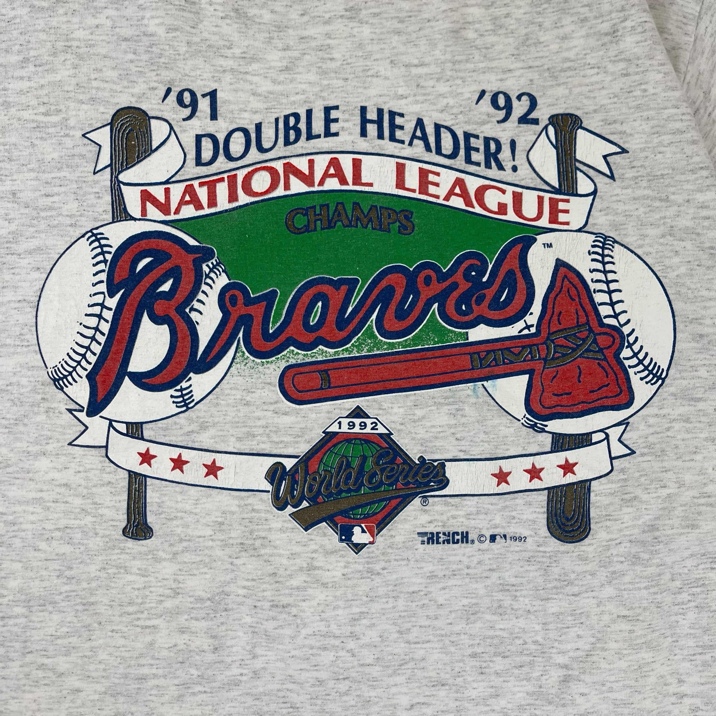 1992 Atlanta Braves World Series T-shirt - Grey Baseball T-Shirt