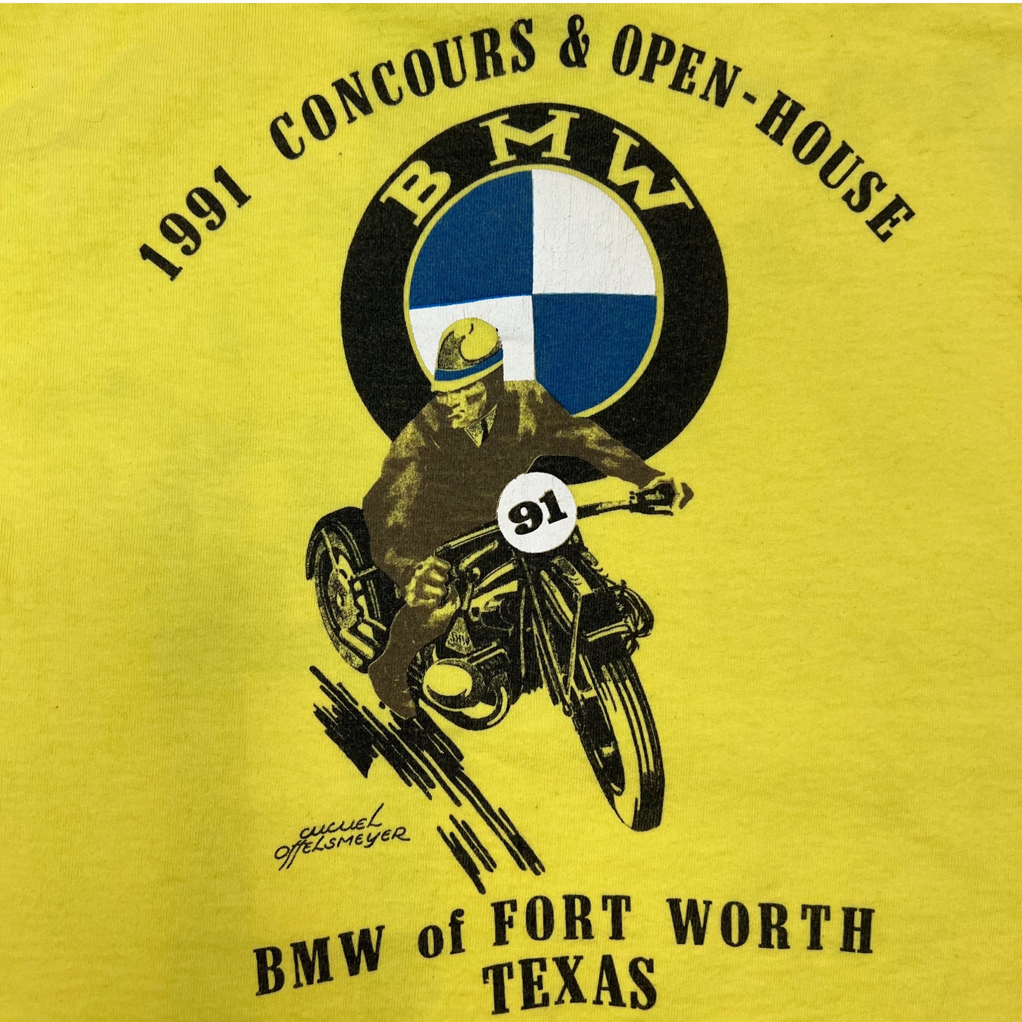 1991 BMW Fort Worth Texas T-Shirt - Yellow