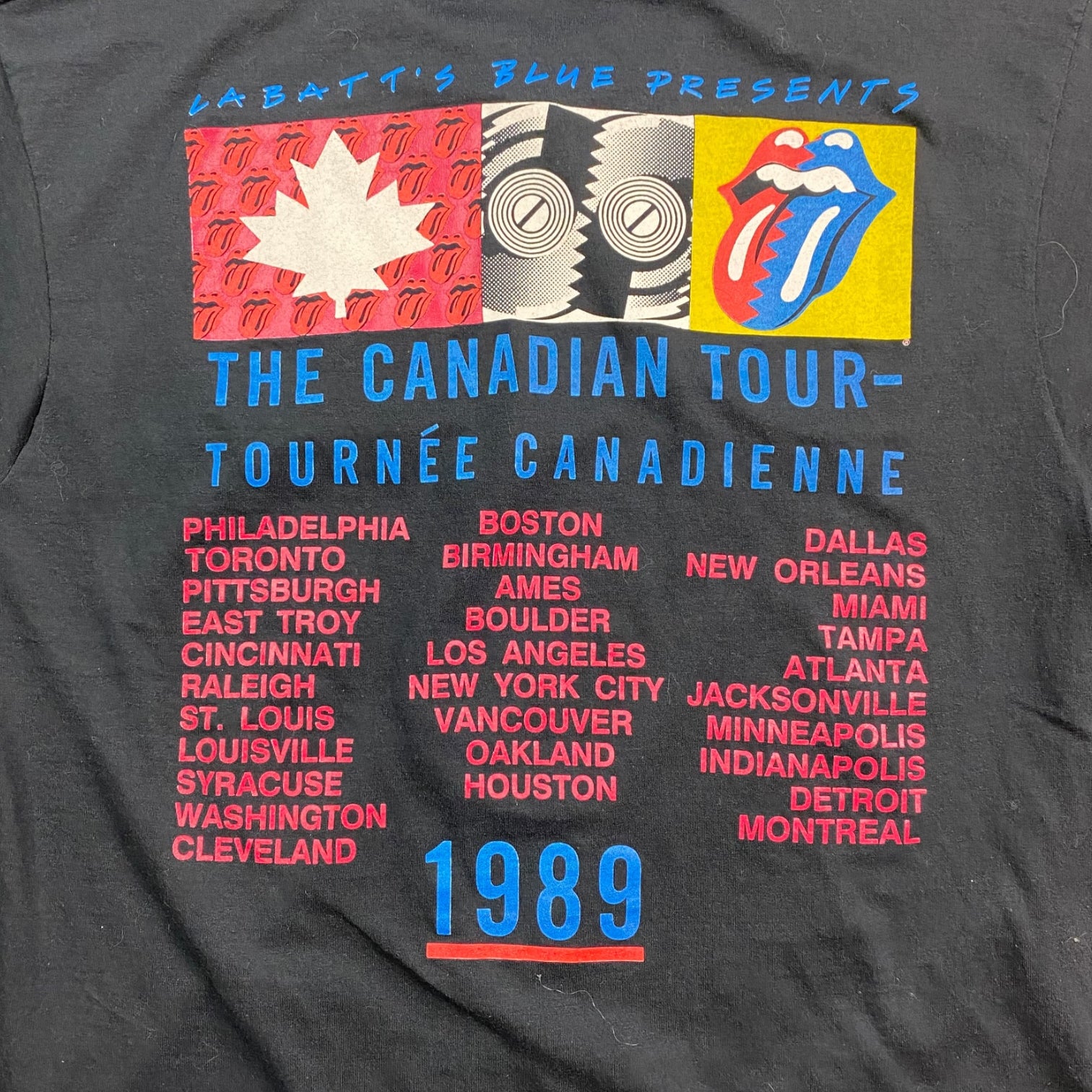 1989 Timeless Rock Classics Rolling Stones Steel Wheels Black T-Shirt