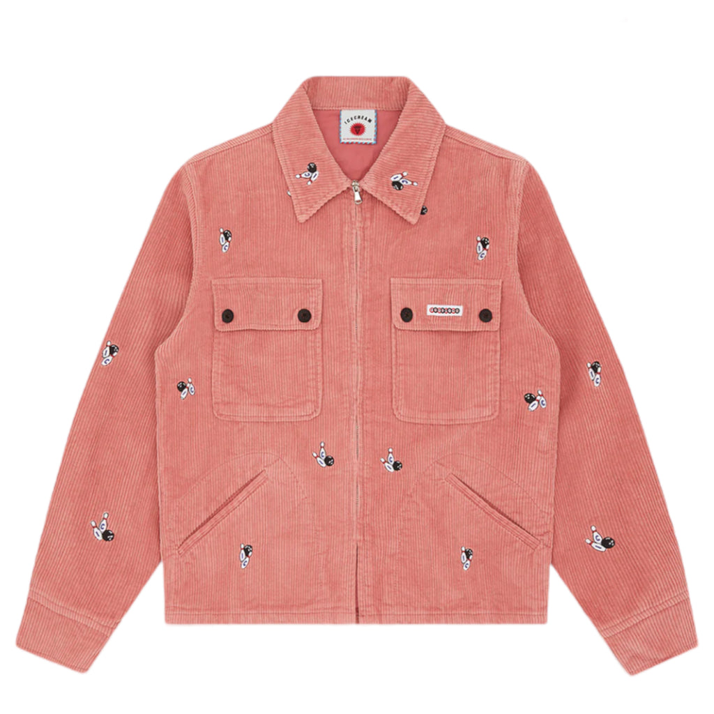 Ice Cream By Billionaire Boys Club Embroidered Corduroy Zip Jacket Pink